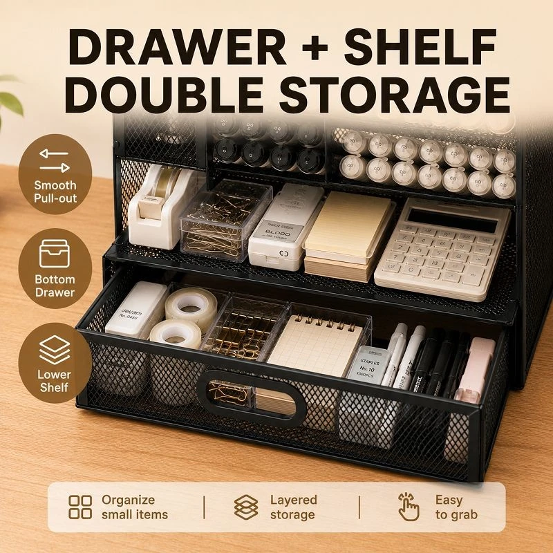 Left‑vertical Multi‑compartment Drawer Pen Caddy high quality Left‑vertical Multi‑compartment Drawer Pen Caddy high quality