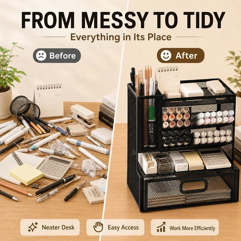 Left‑vertical Multi‑compartment Drawer Pen Caddy best Left‑vertical Multi‑compartment Drawer Pen Caddy best